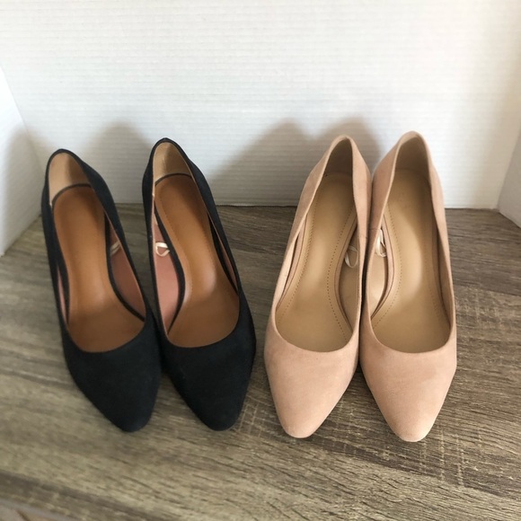 H&M Black and Tan Women's Chunky Heeled Pumps - Picture 2 of 13